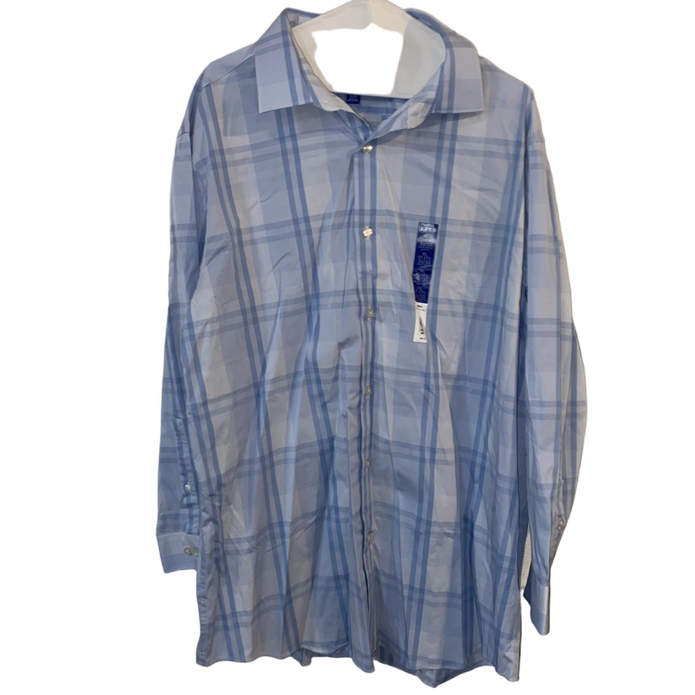 Men's APT.9 Blue & White Plaid Slim Fit Dress Shirt XL NWT